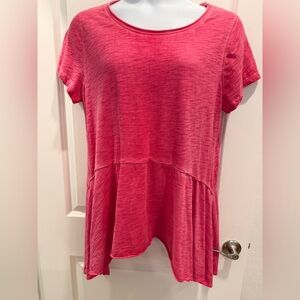 Lane Bryant Pink Asymmetrical Short Sleeve T-Shirt